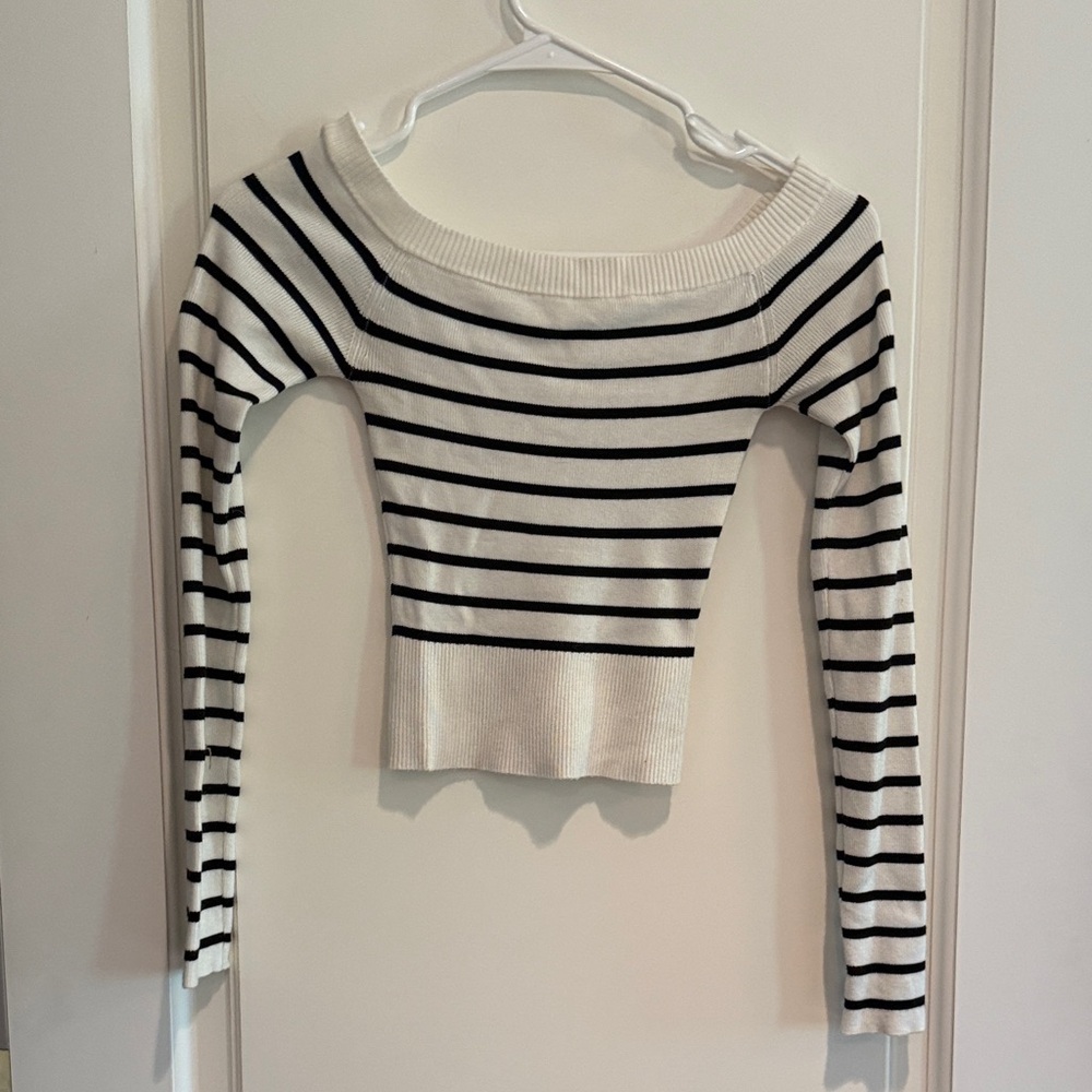 Garage Black and White Striped Top